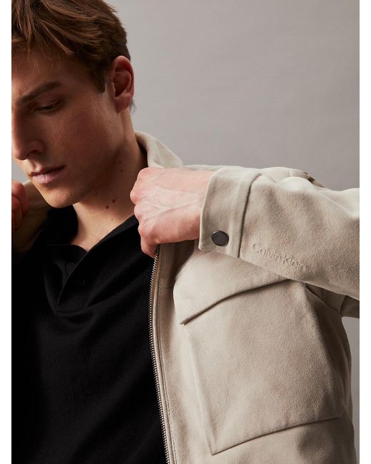 Calvin Klein White Suede Blouson Jacket for men