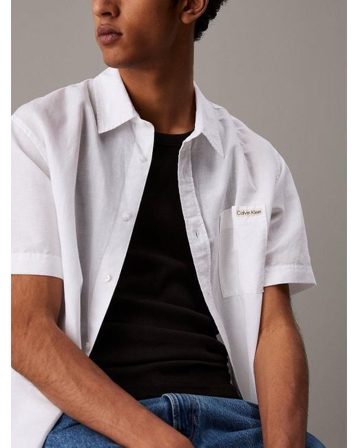 Camicia A Manica Corta di Calvin Klein in White da Uomo