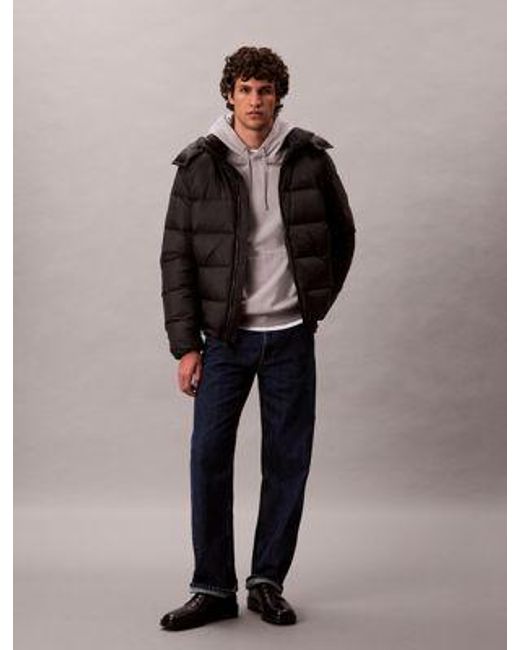 Chaqueta de plumas con capucha Calvin Klein de hombre de color Gray