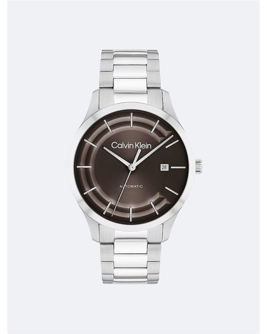 Calvin Klein White Automatic H-Link Bracelet Watch for men