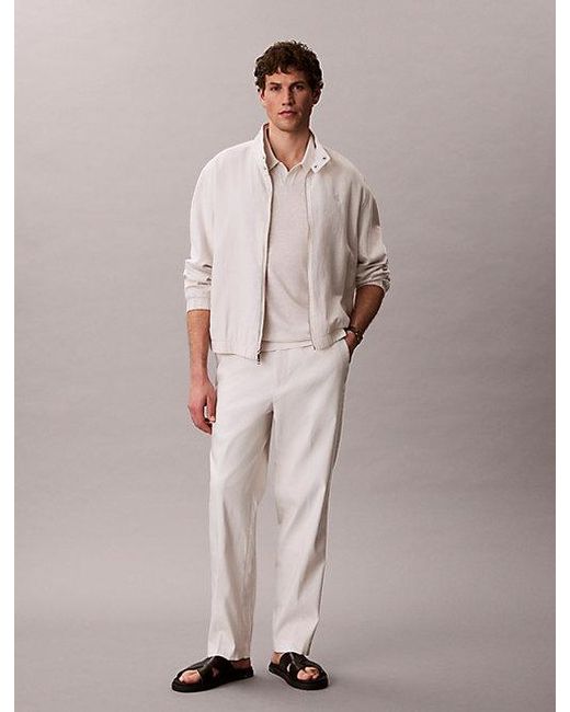 Calvin Klein Multicolor Tapered Linen Blend Trousers for men