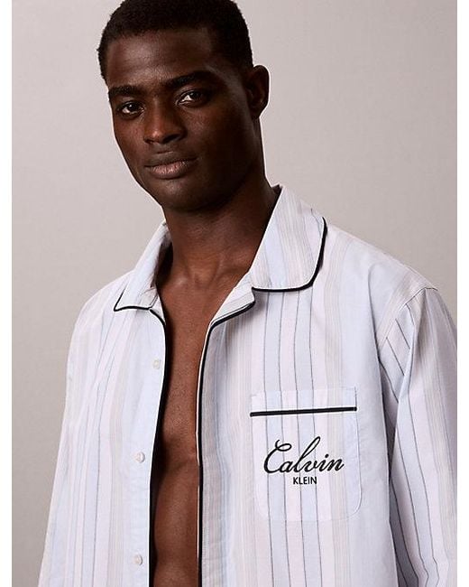 Calvin Klein Multicolor Button Down Pyjama Shirt Cotton Poplin for men
