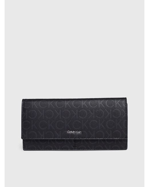 Grand portefeuille 3 volets anti-RFID avec logo Calvin Klein en coloris Gray