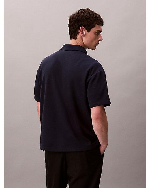 Calvin Klein Black Cotton Blend Pique Classic Polo Shirt for men