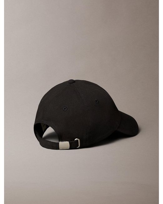 Calvin Klein Black Cotton Canvas Monogram Baseball Cap