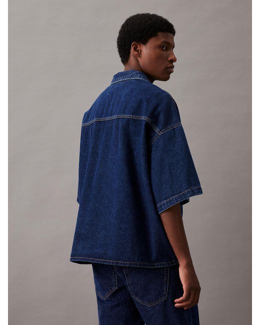 Calvin Klein Blue Denim Short Sleeve Shirt for men