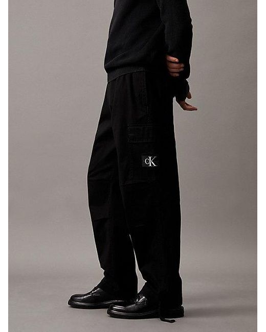 Shorts cargo de sarga de algodón Calvin Klein de hombre de color Black