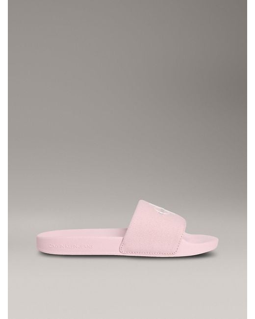Calvin Klein Pink Canvas Logo Sliders
