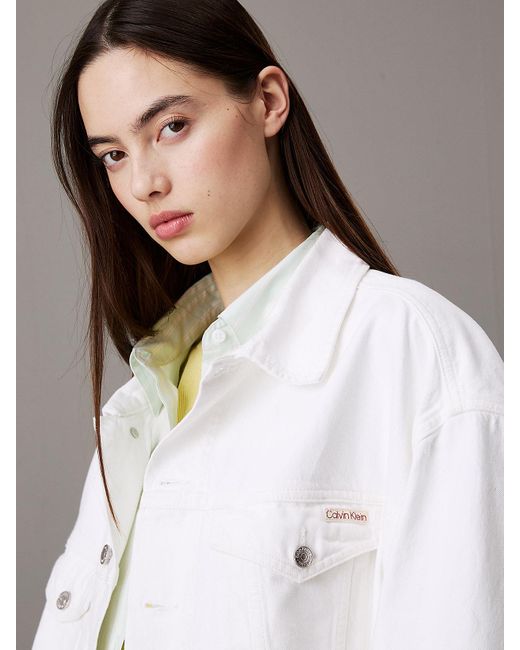 Giubbotto Di Jeans A Sacchetto di Calvin Klein in White