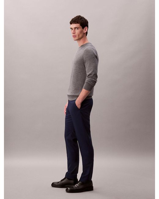 Calvin Klein Gray Slim Wool Stretch Trousers for men