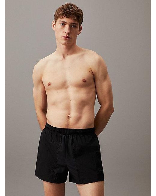 Bañador corto con cordón antidesgarro Calvin Klein de hombre de color Black