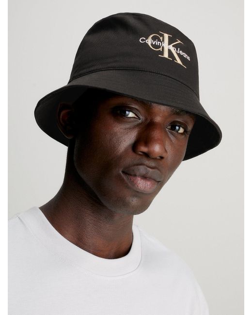 Calvin Klein Black Twill Logo Bucket Hat for men