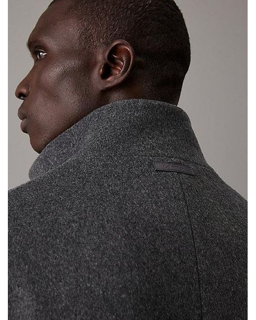 Calvin Klein Slim Wollen Jas Met Tunnelhals in het Gray voor heren