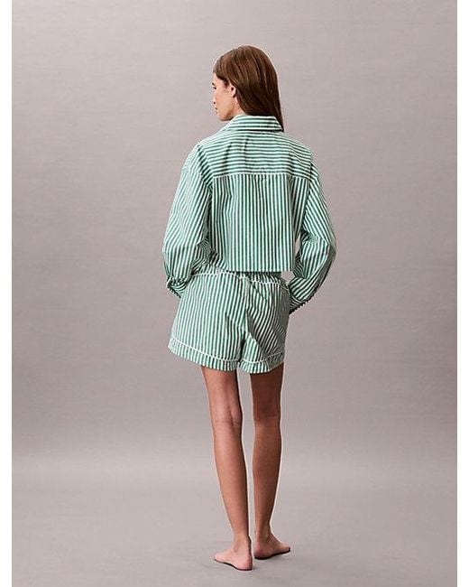 Calvin Klein Green Cropped Pyjama Top Cotton Poplin