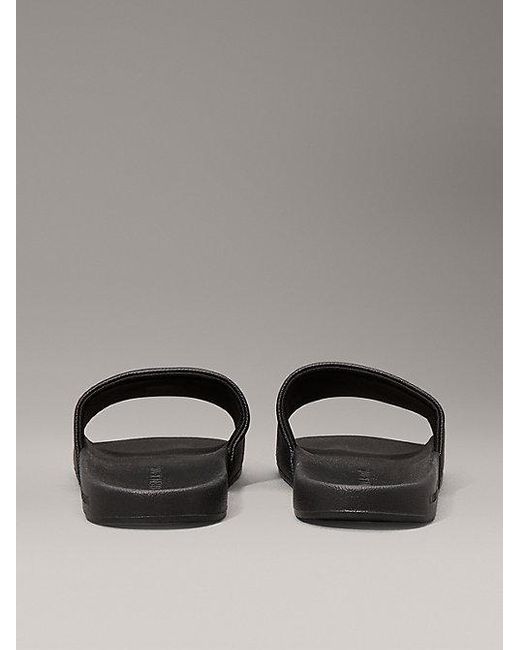 Calvin Klein Canvas Sliders Met Logo in het Gray voor heren