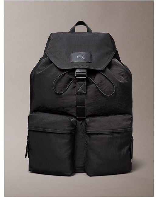 Calvin Klein Black Nylon Top Flap Backpack for men
