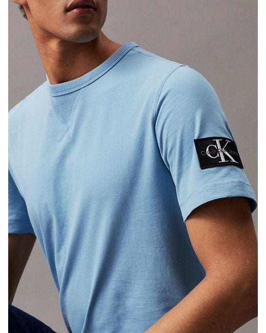 Calvin Klein Blue Cotton Badge T-shirt for men