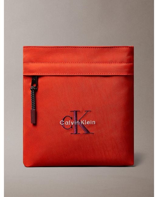Calvin Klein Red Nylon Monogram Logo Flatpack for men