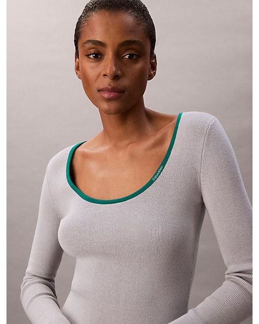 Calvin Klein Multicolor Jeans Cotton Blend Classic Scoopneck Jumper