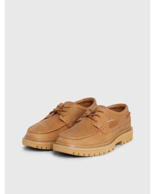 Zapatos híbridos de piel con cordones Calvin Klein de hombre de color Brown