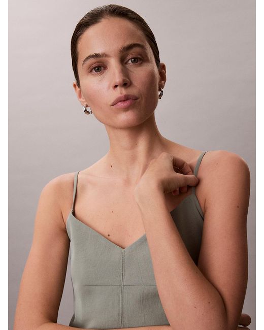 Calvin Klein Gray Casual Twill Sleeveless Shift Dress