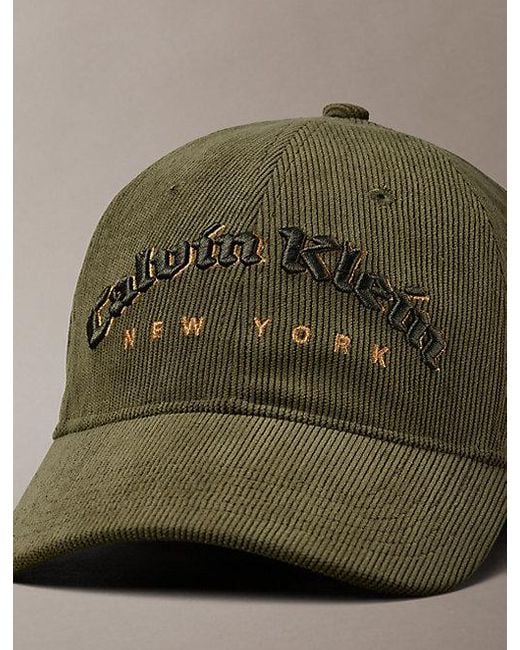 Calvin Klein Green Ckny Logo Corduroy Cap for men