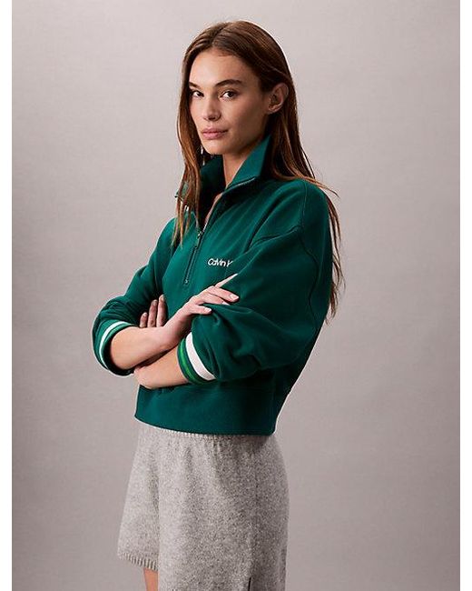 Calvin Klein Green Sport French Terry 1 4 Zip Sweatshirt