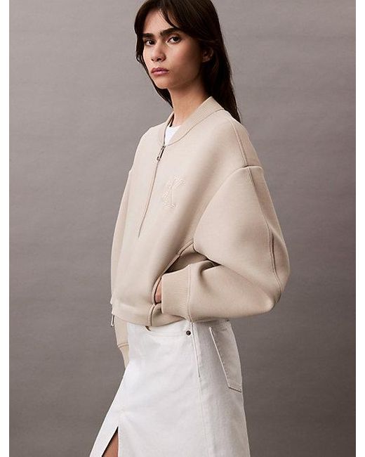 Calvin Klein Scuba Relaxed Bomber-Jack in het Natural
