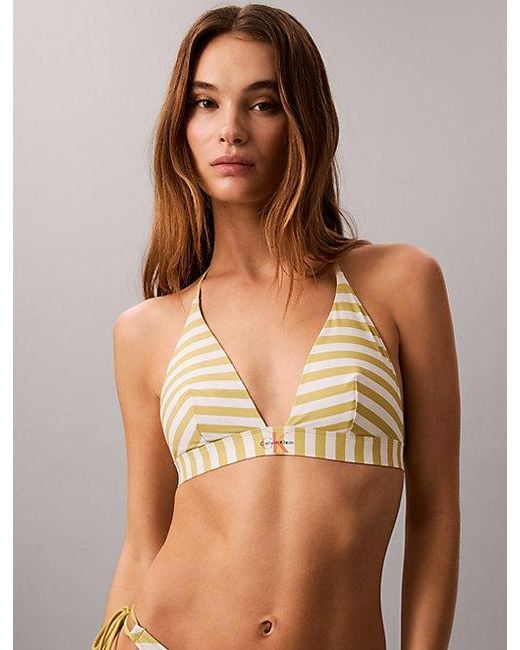 Calvin Klein Brown Halter Triangle Bikini Top Ck Monogram