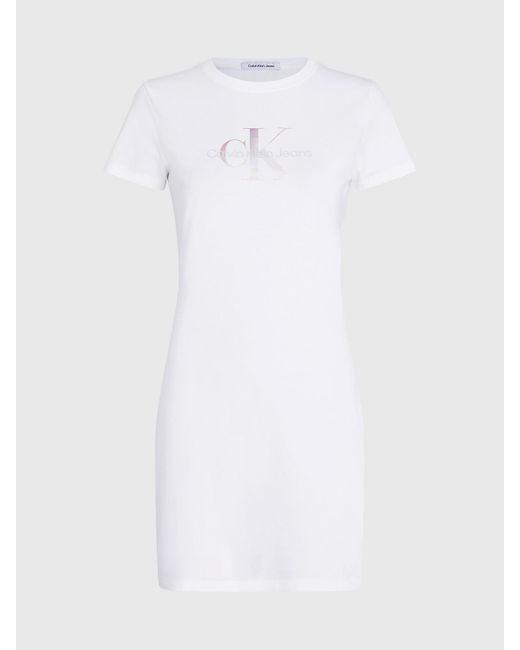 Robe t-shirt avec monogramme Calvin Klein en coloris White