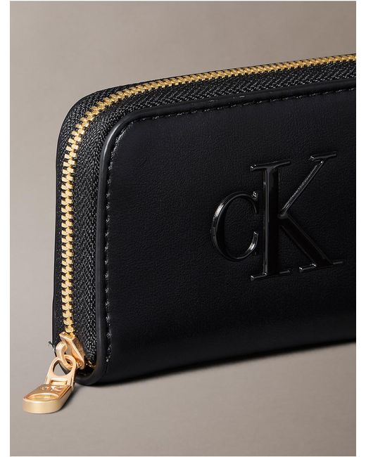 Calvin Klein Black Bold Monogram Medium Zip Wallet