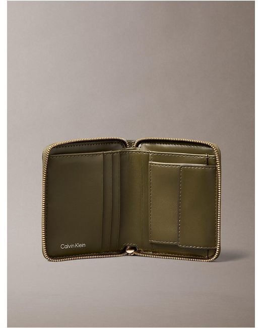 Calvin Klein Green Allover Monogram Square Zip Wallet