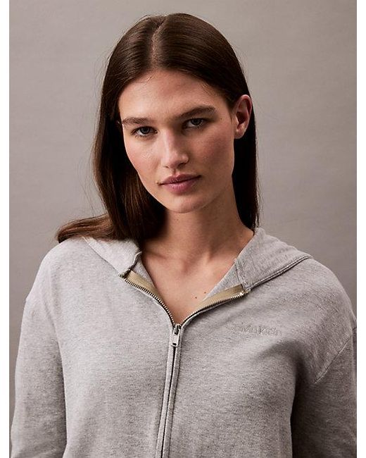 Calvin Klein Gray Lounge Hoodie Icon Cotton Terry