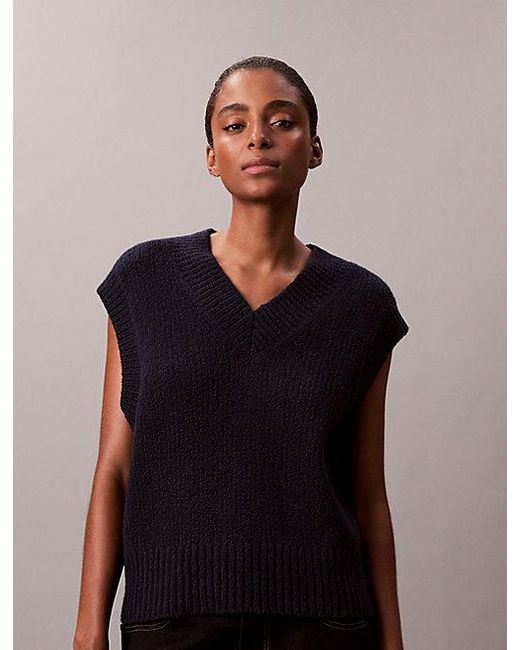Calvin Klein Black Jeans Wool Boucle Relaxed Vest