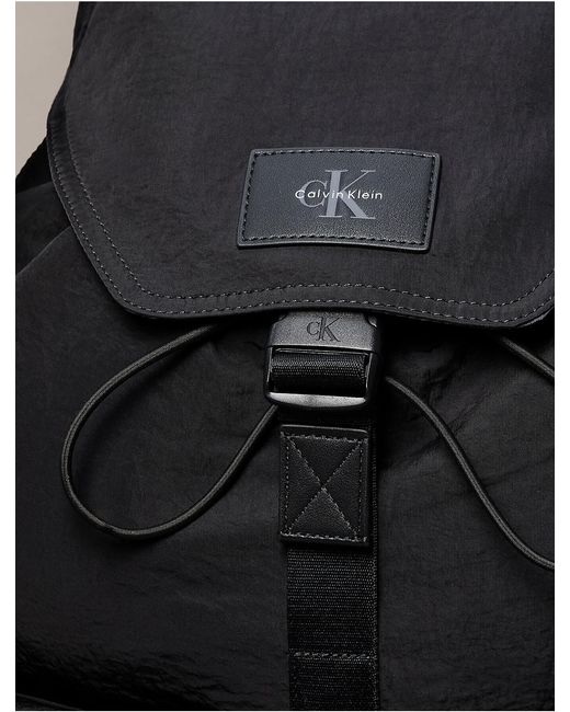 Calvin Klein Black Nylon Top Flap Backpack for men