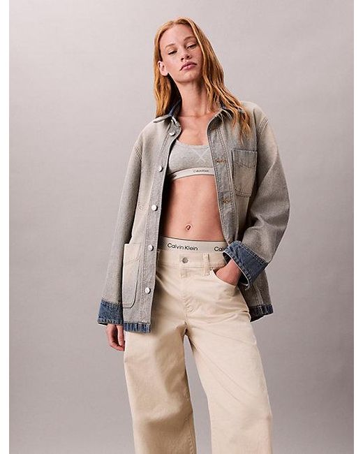 Calvin Klein Twill Broek Met Super Wijde Pijpen in het Natural