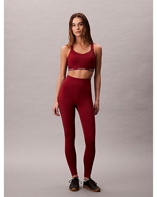 Calvin Klein Ademende Sneldrogende Sportbeha Met Hoge Impact in het Red