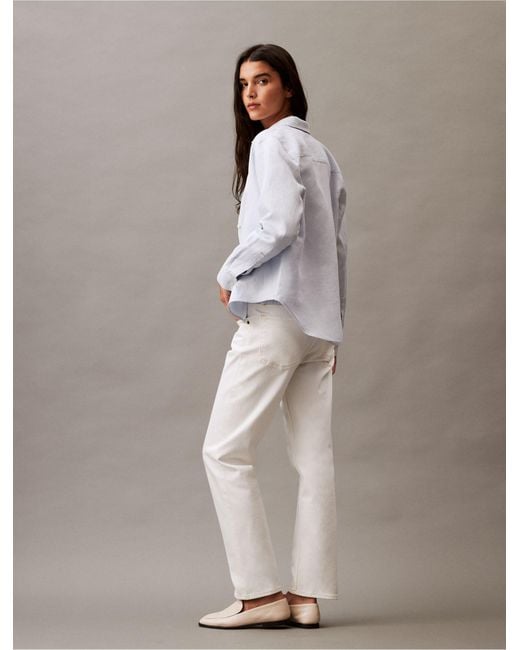 Calvin Klein Gray Linen Blend Classic Button-down Shirt
