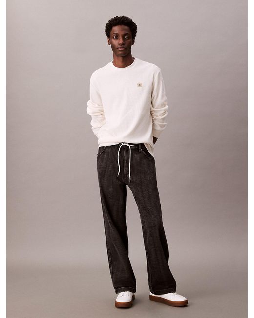 Calvin Klein White Long Sleeve Waffle T-Shirt for men
