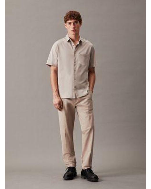 Calvin Klein Kurzärmliges Hemd mit Tasche in Natural für Herren