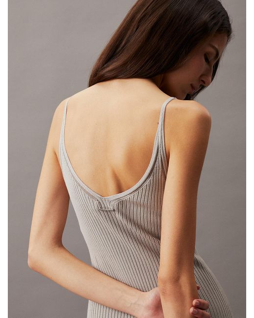 Calvin Klein Natural Slim Ribbed Slip Dress