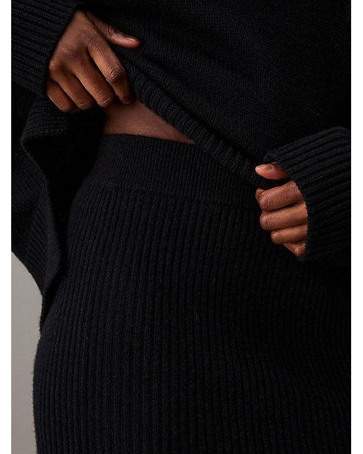 Calvin Klein Black Lässiger Midirock Aus Wolle