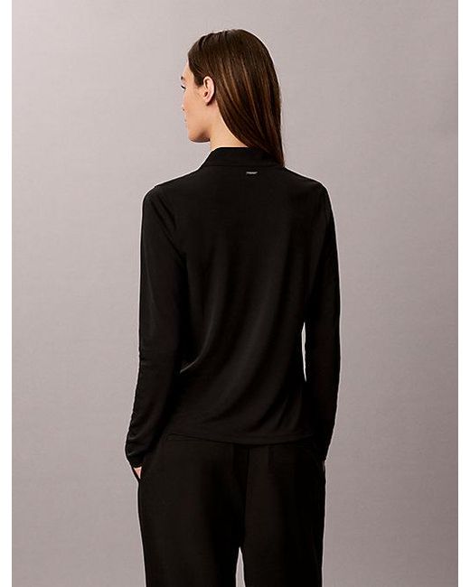 Calvin Klein Black Crepe Jersey Draped Top