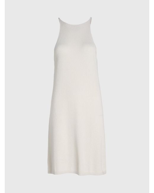 Calvin Klein White Soft Ribbed Lyocell Tank Dress