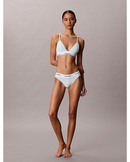 Calvin Klein White Lightly Lined Triangle Bralette Icon Cotton Modal