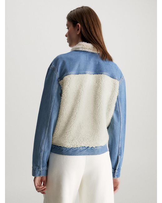 Calvin Klein Blue Unisex Sherpa Denim Jacket