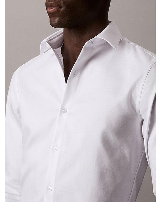 Calvin Klein Gray Slim Stretch Collar Non Iron Shirt for men