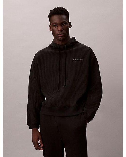 Calvin Klein Brown Quilted Fleece Lounge Hoodie for men