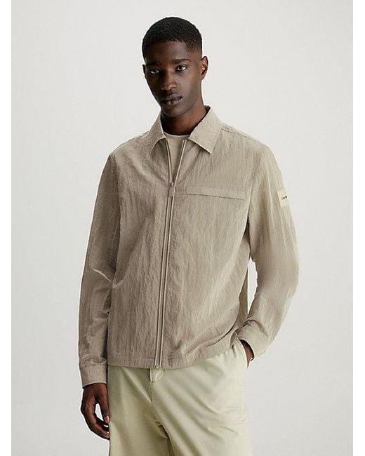Calvin Klein Hemdjacke aus Knitter-Nylon in Natural für Herren