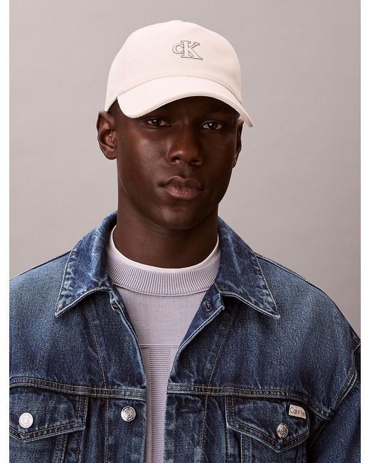 Calvin Klein Natural Cotton Canvas Monogram Baseball Cap